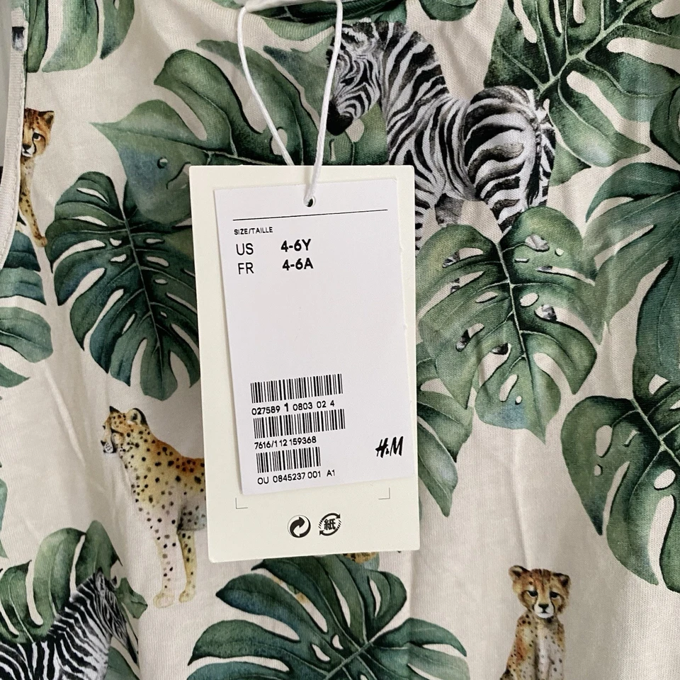 Vestido H&M X K.Kijak Niña Sin Mangas Safari y Monstera 4-6Y NUEVO Foto 4 de 4