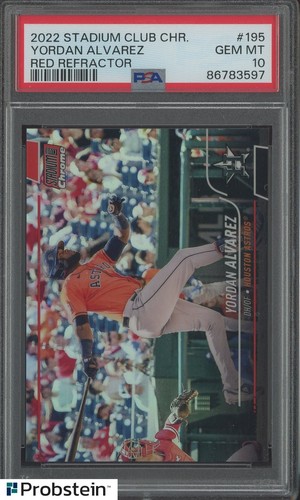 Yordan Alvarez RC Rookie 2022 Stadium Club Chrome Red Refractor 3/5 PSA 10