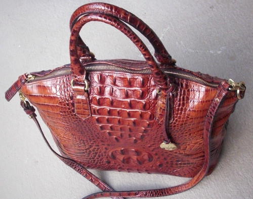 Brahmin Brown, Croco Embossed Leather Shoulder Bag/ Tote
