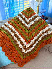 Crochet Shell Stitch Square Multicolor Textured Sofa Throw