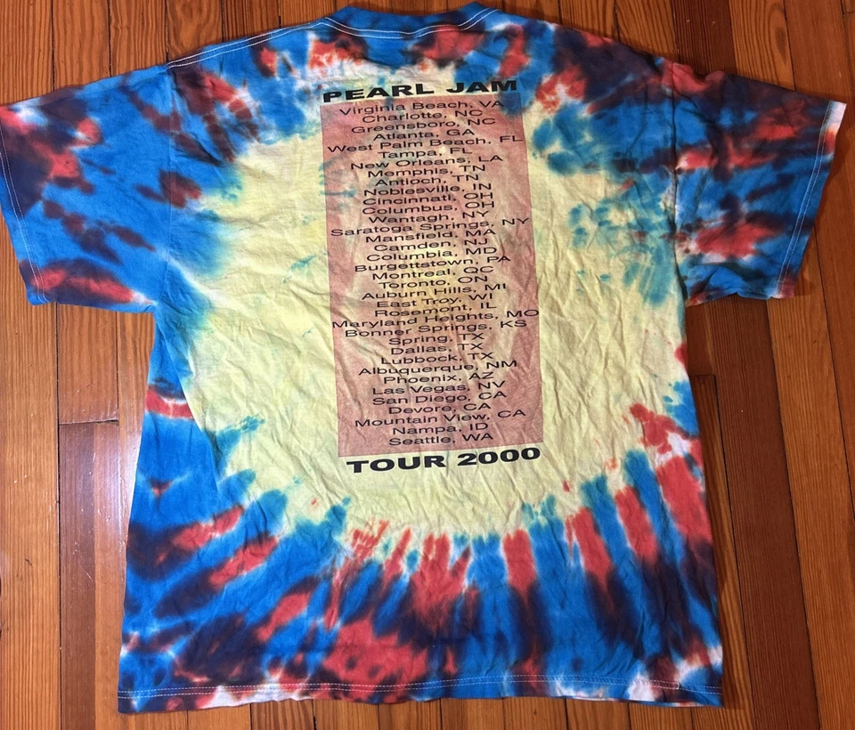Rare Vintage PEARL JAM TIE DYE BINAURAL 2000 Men's Shirt Size XL  - Image 4 of 4