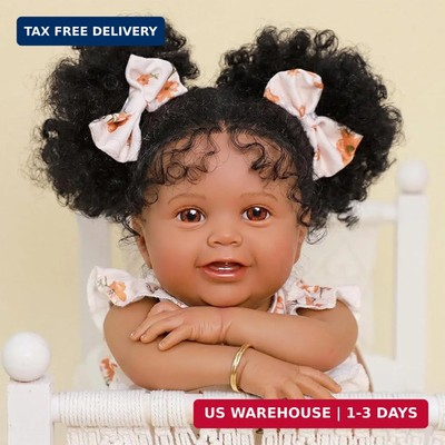 SCOM Realistic Reborn Baby Dolls - 18 Inch Black Real Life Baby Girl, Lifelike A