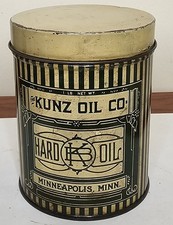 Vintage Kunz Co Hard Oil 1 Lb Grease Can Tin Minneapolis MN gas station Nos Full