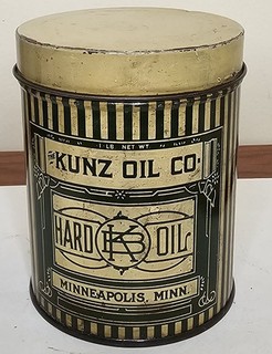 Vintage Kunz Co Hard Oil 1 Lb Grease Can Tin Minneapolis MN gas station Nos Full