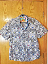 Robert Graham Classic Fit Short Sleeve Button Down Shirt Men's XL Geometric