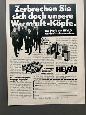 Heylo Sarstedt Zerbechen Sie.... Warmluft-Köpfe 1972 Vintage Ad Werbung Reklame
