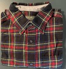 Eddie Bauer NWT Men's M 100 Cotton Flannel Shirt - Black w/ Multicolor Plaid