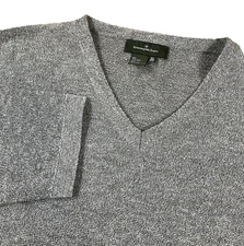 ERMENEGILDO ZEGNA Mens XL Brown Wool Blend Long Sleeve Nubby V-Neck Luxe Sweater