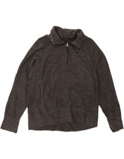 NIKE Womens Zip Neck Sweatshirt Jumper UK 10 Small Grey Flecked Cotton AN14