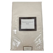 NEW IN PKG BASKETWEAVE 52" X 52" SQUARE EASY CARE OFF-WHITE TABLECLOTH
