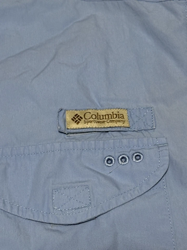 Camisa Columbia PFG Para Hombre Pequeña Azul Ventilada Manga Corta Pesca Foto 3 de 4