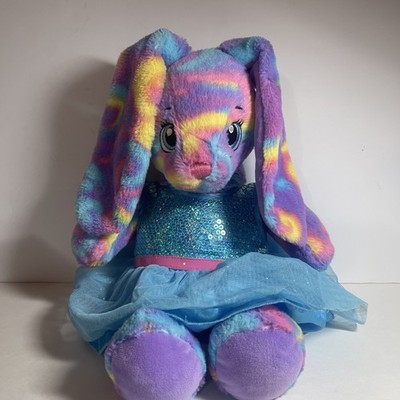 Build A Bear Tie Dye Bunny Rabbit Color Burst Floppy Ears 16'' Sequin Tulle Dress