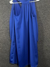A New Day Halter Mini Dress Blue Tie Back Size M