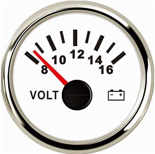 SAMDO Waterproof Voltmeter Universal Voltage Gauge Voltage Meter 52mm 8 White - Thumbnail 1