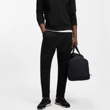 BOSS Stretch Cotton Tracksuit Sweatpants Logo Print Hadiko -Black Size Small