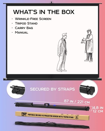 Projector Screen with Stand 100 inch - Indoor and Outdoor Projection Screen for - Picture 9 of 10