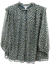 NEW LC LAUREN CONRAD Women's Polyester Blouse 3/4 Sleeve Ruffle Floral 3X PLUS