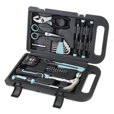40-Piece Tool Kit for Household Repairs, Seafoam Color