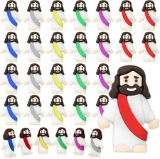 Draupnir 30 Pcs Little Jesus Figures, Mini Rubber Figures Multicolor 