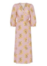 Madewell Linen-Blend Ruffle-Cuff Wrap Dress in Dutch Dandelions Size M