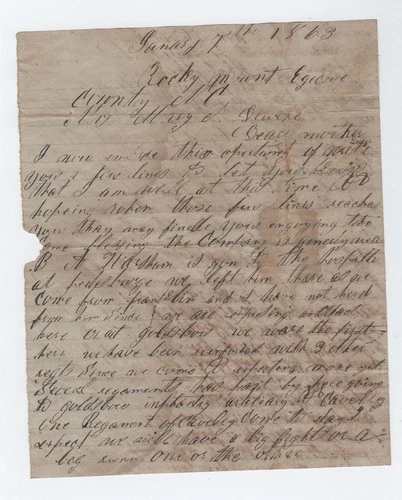 CONFEDERATE CIVIL WAR LETTER - 56th NC Vols - Expects Yankee Attacks Goldsboro !