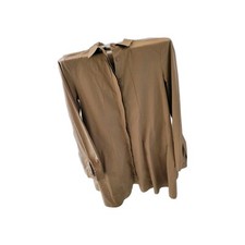 R Jeans beige camel shirt dress side pockets buttons front cotton women S