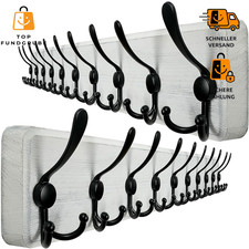 Garderobenleiste 98 cm mit 10 Haken, 2 Stück Holz-Wandgarderobe