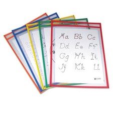 Reusable Dry-Erase Pockets 9"X12" 5/Pkg Assorted Primary Colors