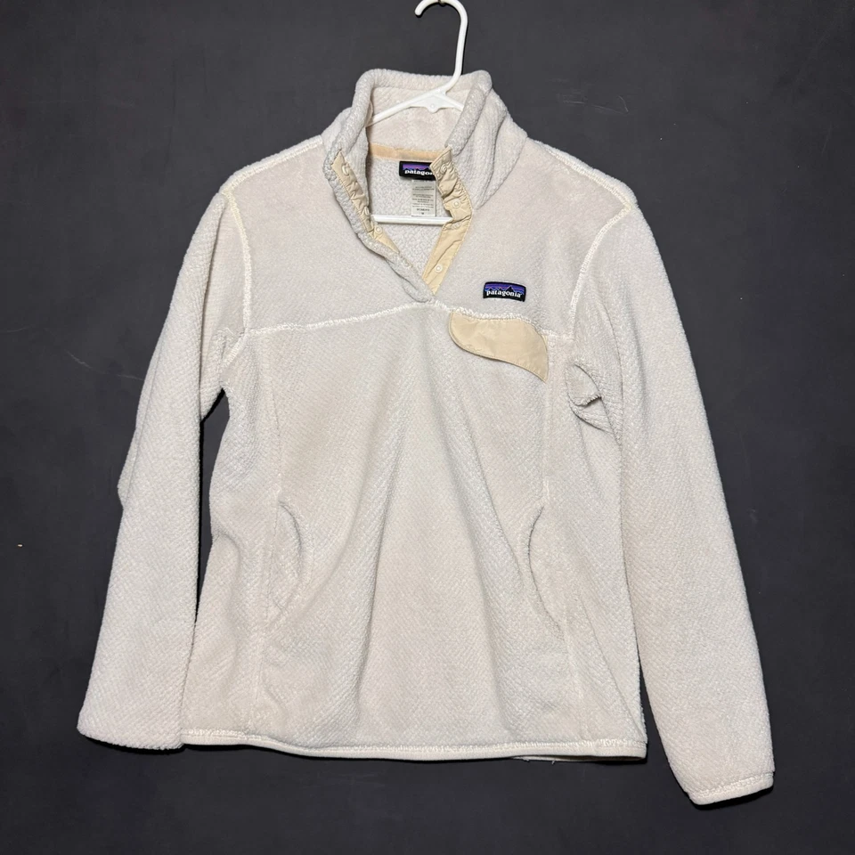 Suéter polar vintage Patagonia crema botón a presión para mujer talla mediana Y2K Foto 2 de 4