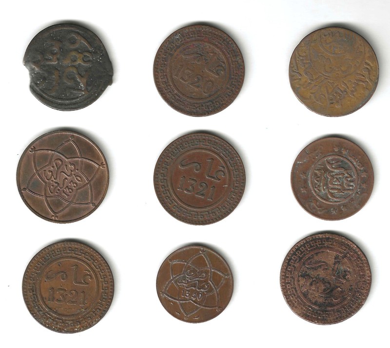 World Coin Lot:  9 Unidentified Copper Coins - Lot 2