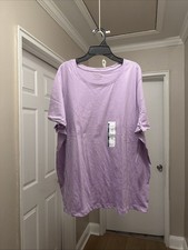 Time and Tru Women's Cotton Crewneck Tee with Short Sleeves, Size-3XL 22 