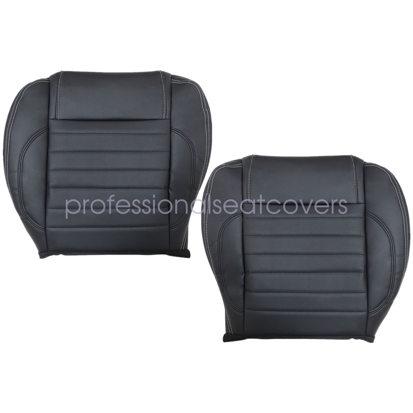 For 2010-2014 Ford Mustang Driver & Passenger Bottom & Top Leather Seat Cover