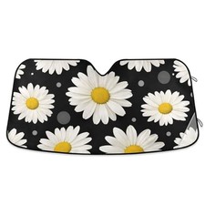 Sun Shade for Car Windshield Daisy Flower Floral Polka Dot Foldable Pattern 2