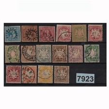 7923 ALLEMAGNE BAVIERE 1849-1904 16 TIMBRES Oblitéré dt N° 2 5 10 16 31 COTE 80€