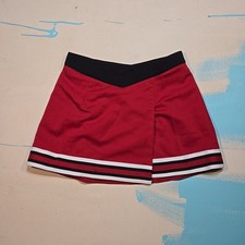 VTG CDT Cheerleader Skirt 11/12 Red Black White USA 90s Spirit Team Poly Uniform