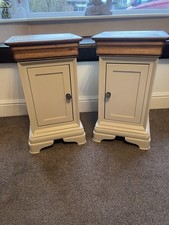Two Vintage Solid Oak Bedside Cabinets with Drawers Waxed Tops and Stone Rosie