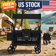 Folding Wagon for Kids to Sit Stroller Wagon with Snack Tray Removable Canopy
