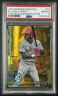 ELLY DE LA CRUZ PSA 10 2022 BOWMAN HERITAGE CHROME PROSPECT GOLD REFRACTOR 49/50