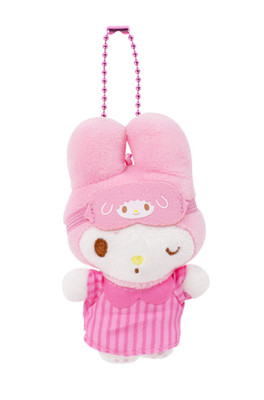 Sanrio Official Plush Doll : Pajamas My Melody Key rings Bag charm 8cm