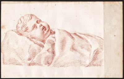 sleeping child enfant Kind head Zeichnung Rötelzeichnung 18th century dra 248371