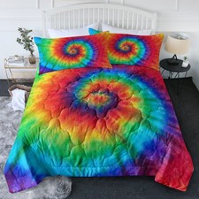 Tie Dye Comforter Set 3 Pieces Soft Boho Colorful Bedding Quilt Set