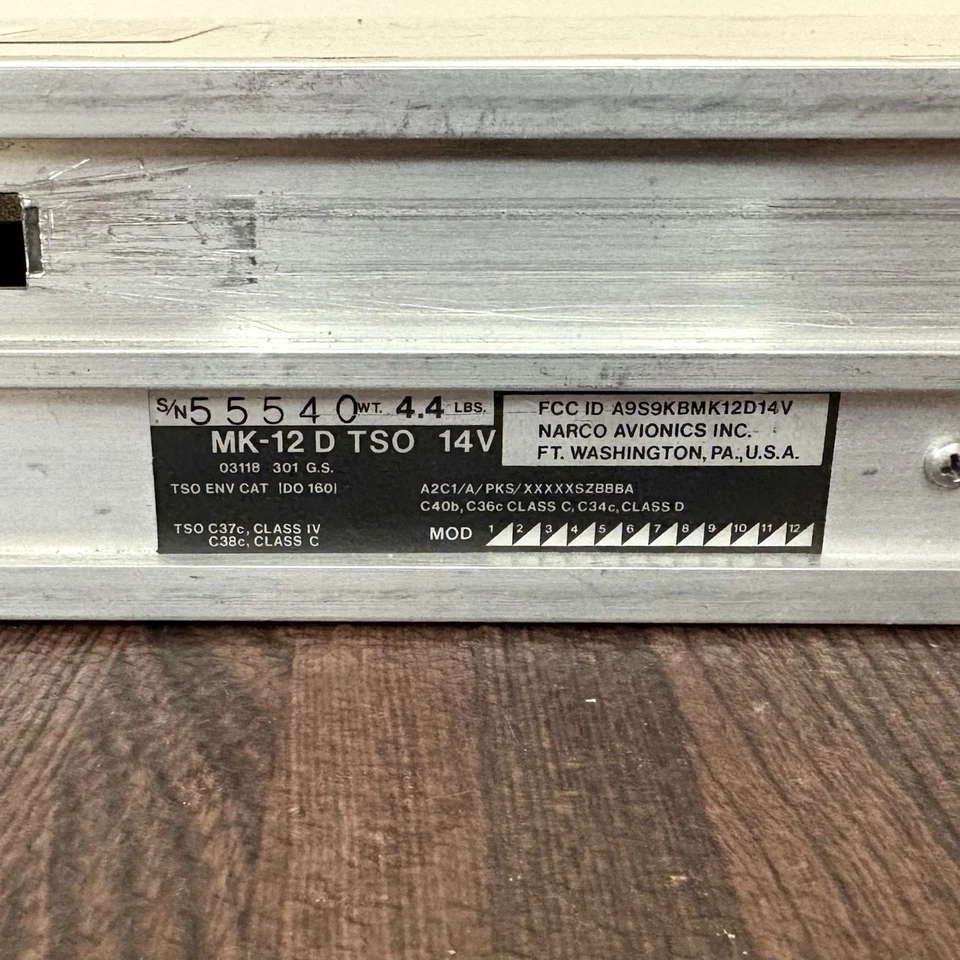 NARCO MK 12D 14 Volt With Glideslope - Not Tested - Image 4 of 4