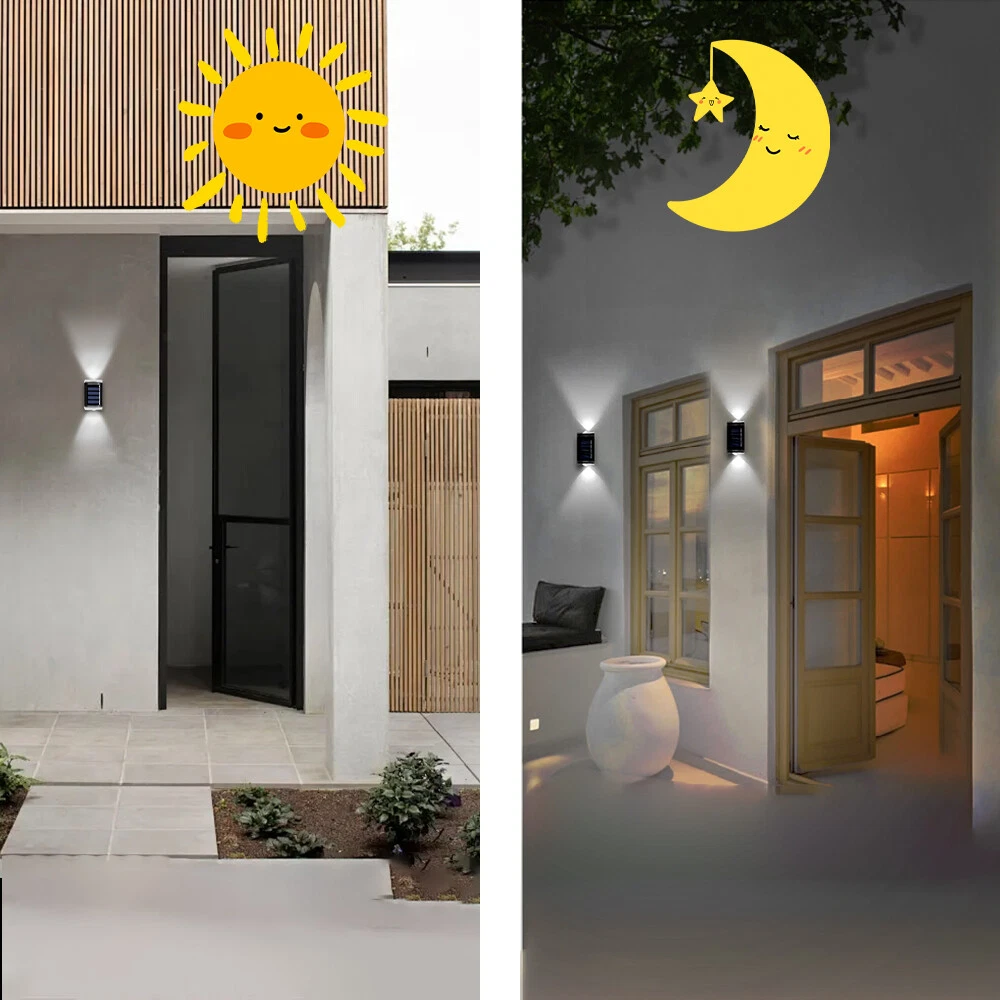 4x SUPER BRIGHT SOLAR POWERED DOOR FENCE WALL LIGHTS LED OUTDOOR GARDEN LAMP UK - Picture 7 of 15
