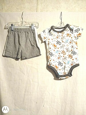 3-6 Month Kidget Boy Silly Monkey Bodysuit & Garanimal Grey Short