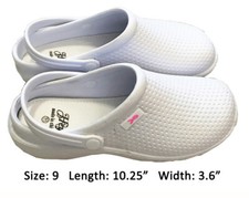 Medical Nursing Womens Ultralite Clogs w/ Heel Strap Non-Slip Shoes White 9