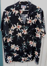 VINTAGE 90'S MEN'S PARADISE FOUND BLACK FLORAL PRINT HAWAIIAN SHIRT SZ LARGE