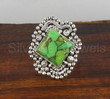 Green Turquoise Ring, 925 Sterling Silver Ring Design Band Ring , For Women Ring