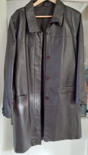 Ladies Brown Leather Coat By Leathermaster Size 14