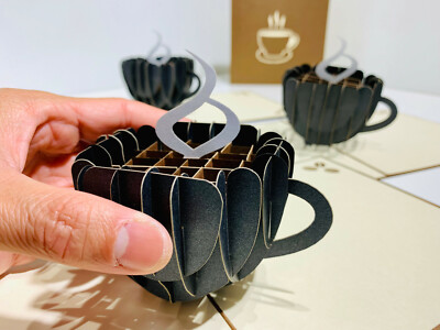 Coffee Lover Expresso Cup 3D Pop Up Greeting Card Birthday Blank Thank You Cafe