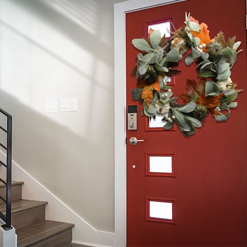 Fall Wreath For Front Door Artificial Pumpkins Wreath Thanksgiving Autumn HA - Picture 7 of 14